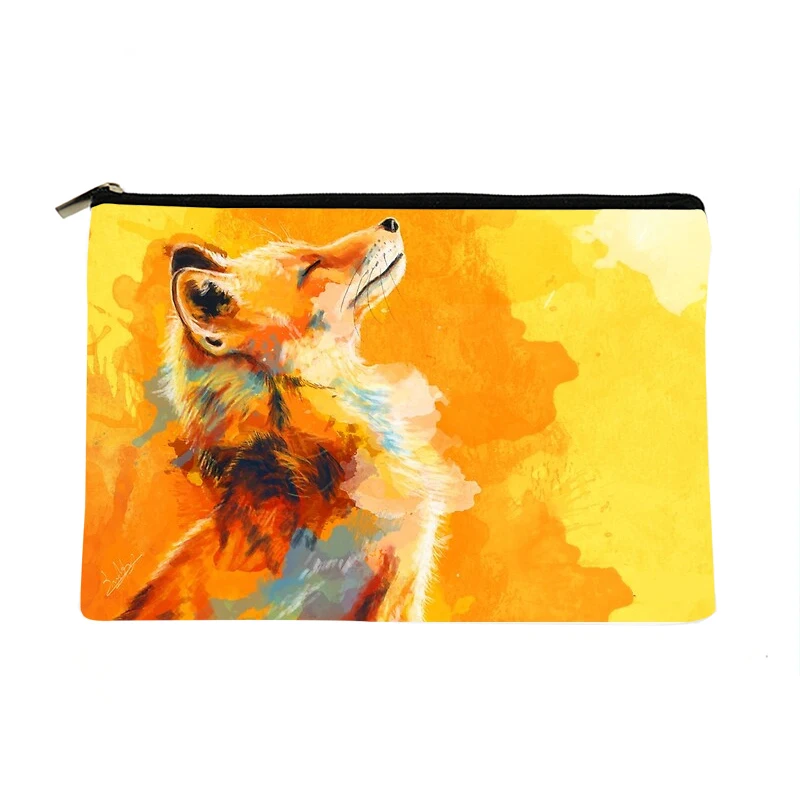 

Women Fox illustration Printed Make up bag Fashion Women Cosmetics Organizer Bag for Travel Colorful Storage Bag for Lady Bag