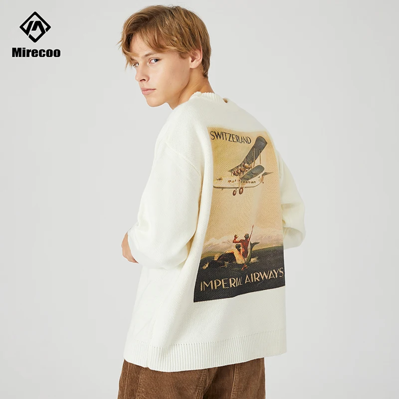 Свитер с принтом пары Мужской трикотажный свитер модный Повседневный пуловер