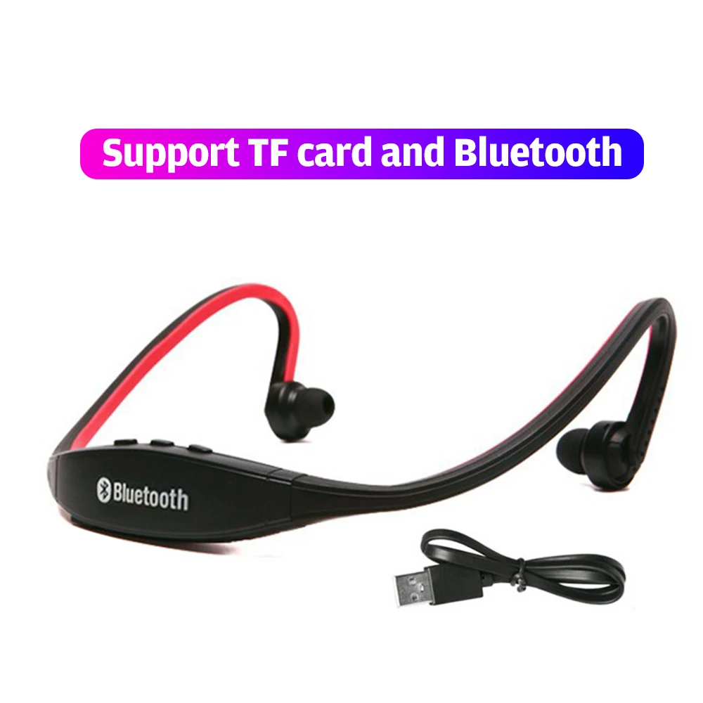 S9 Bluetooth наушники беспроводные Спортивные Bluetooth наушники Поддержка TF/SD карты микрофон для iPhone huawei XiaoMi телефон - Цвет: Bluetooth TF Red