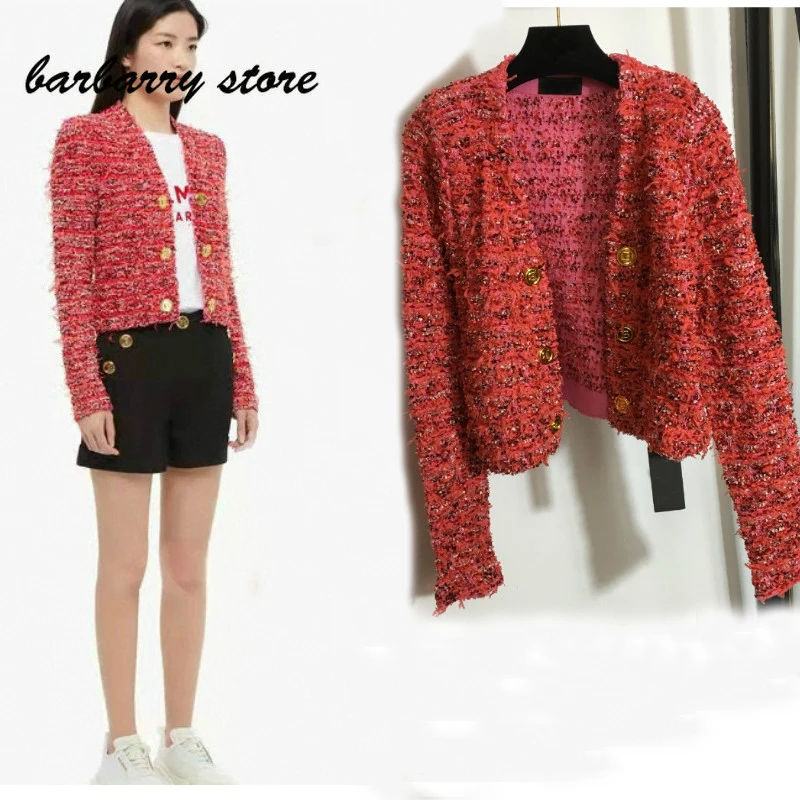 

2021 luxury design bright silk blended fringe fringe fashion women's knitting long sleeve top temperament versatile loose coat