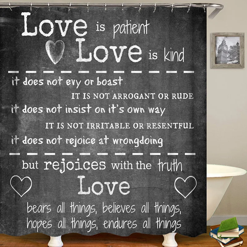 Занавеска для душа с надписью Love Inspiration прямая поставка занавеска ванной