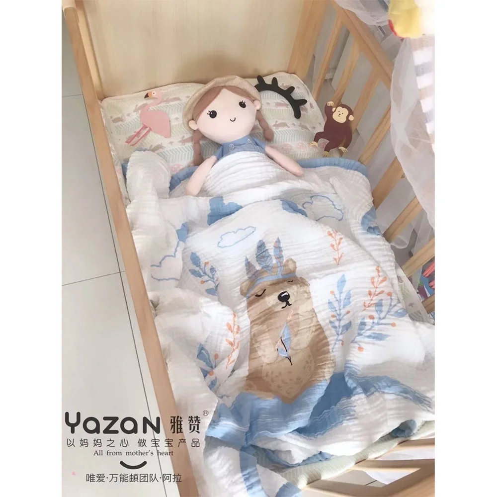 

Yazan 6 layer pleated gauze cover cover blanket 100% cotton super soft increase 120*120cm bath towel water absorption