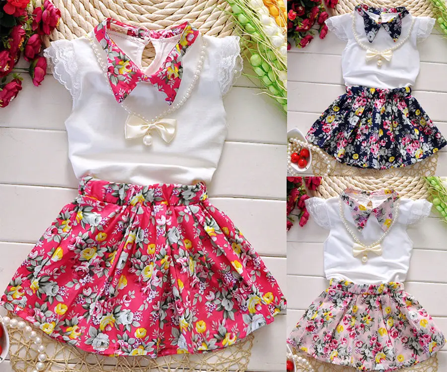 3 шт. летний цветочный комплект одежды для девочек|Комплекты девочек| |