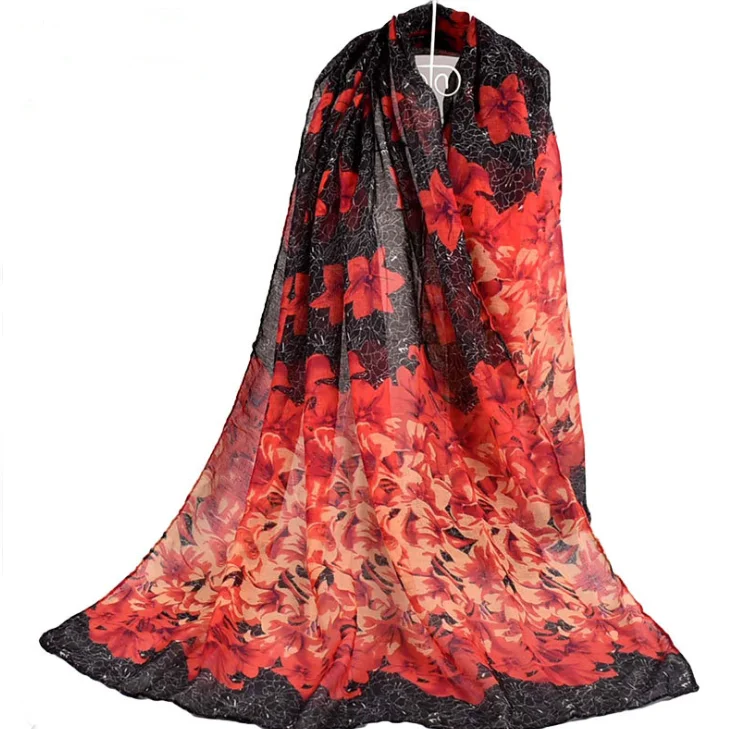 Весенняя двухцветная шелковая сатиновая квадратная лента для волос хиджаб