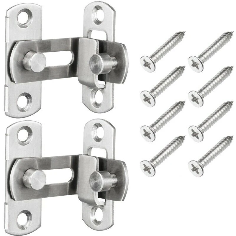

2pcs Door Buckle Set 16pcs Screws Stainless Steel Right Angle 90 degree
