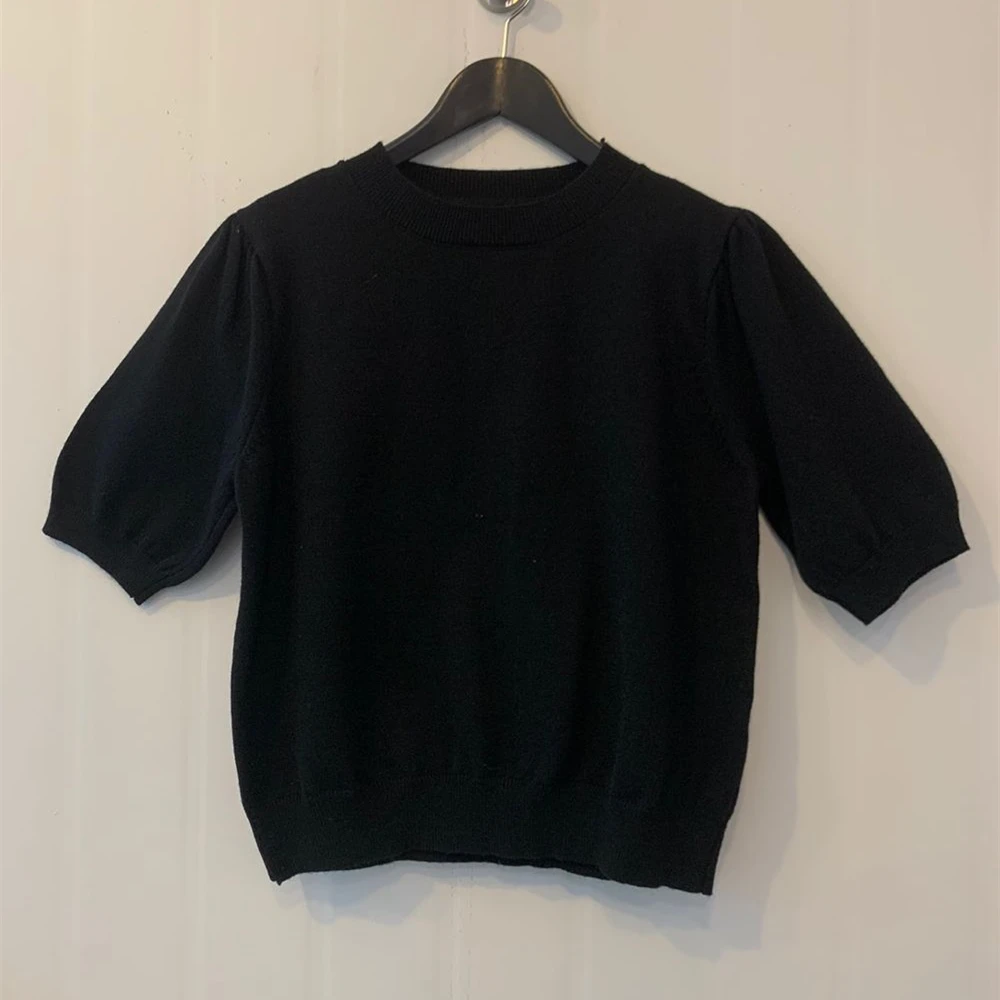 

2021 Spring Summer New Korean Knit Top Round Neck Short Sleeved Sweater Top Multicolor Jumper Fashion Short Sleeve Clothing