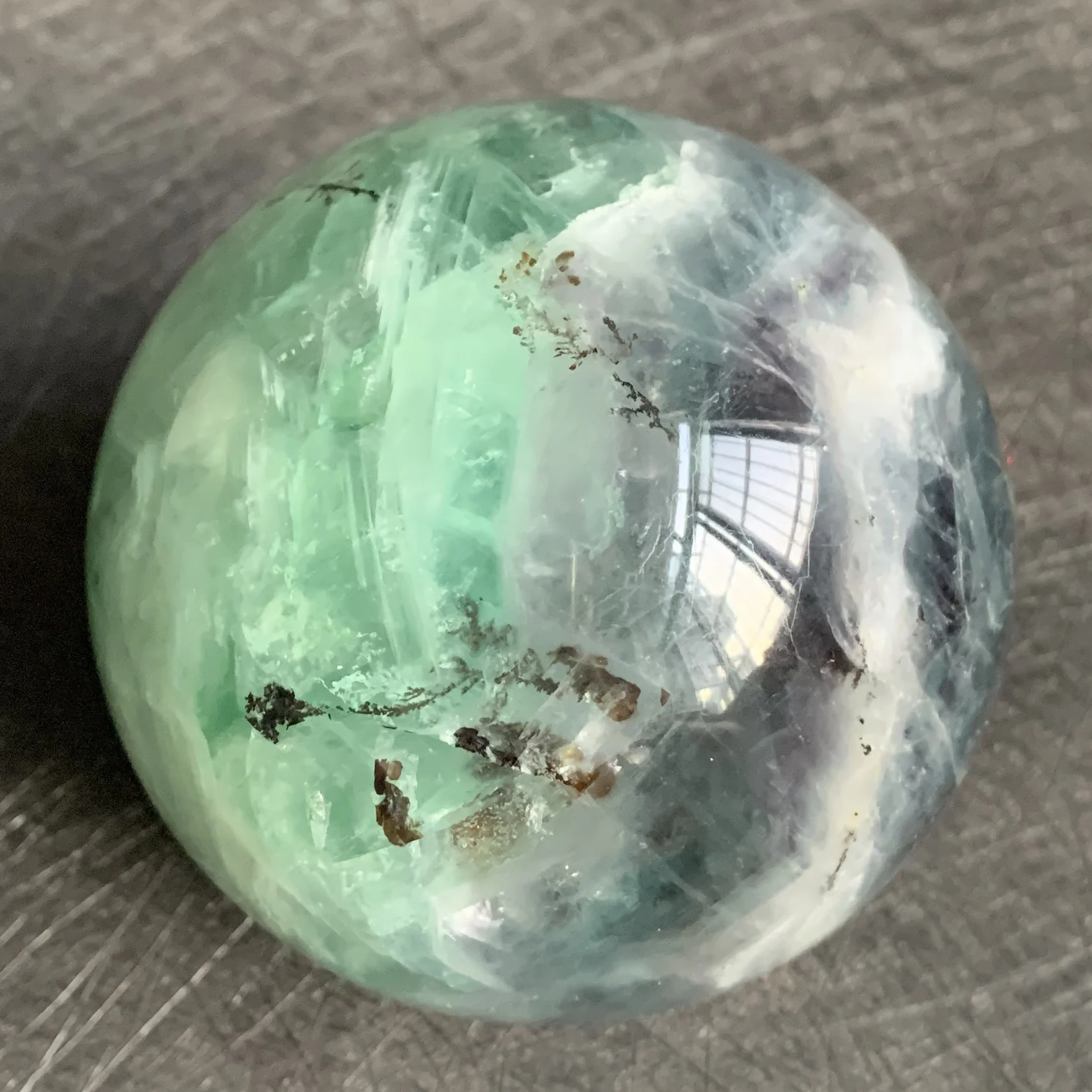 

563g Natural Fluorite Sphere Decoration Ball Polished Quartz Crystal Reiki Healing W02