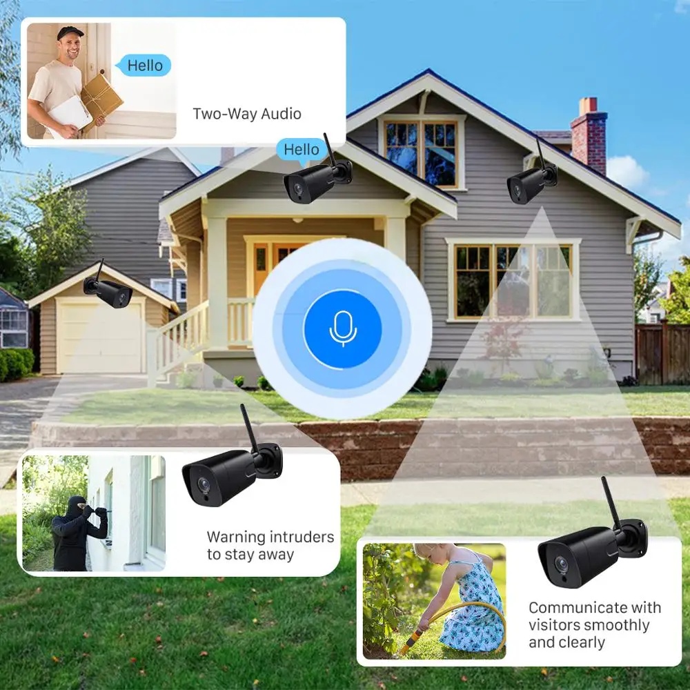BESDER 5MP 2-Way Audio 2MP Bullet Smart IP-камера SONY Сенсор Водонепроницаемая охранная WiFi-камера
