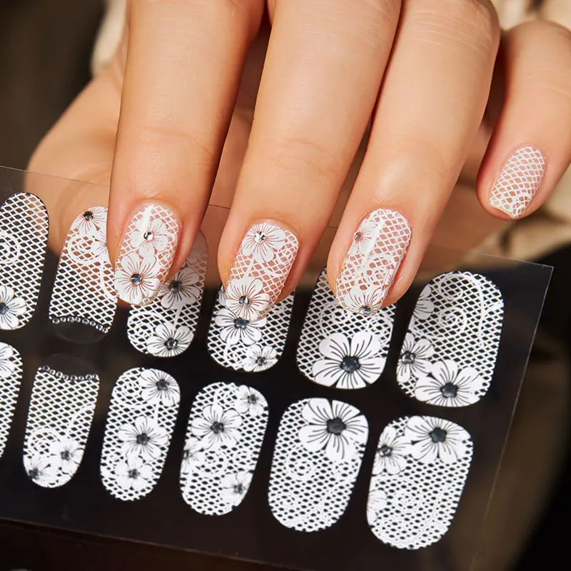 RBAN NAIL 3D переводные наклейки для ногтей дизайна белые кружевные украшения