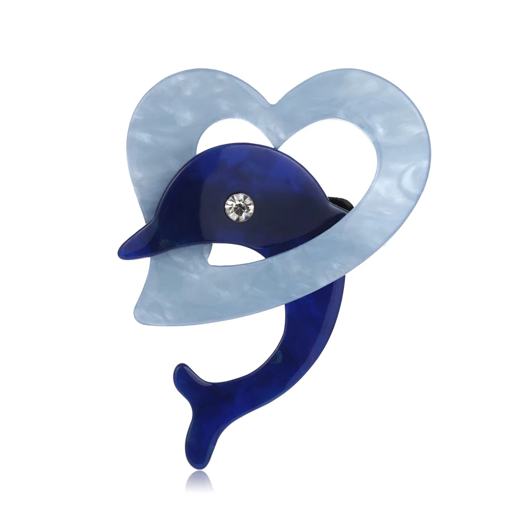 

Blucome Luxury New Fashion Dolphin Shape Big Brooch Acrylic Animal Corsage Women Children Sweater Bag Coat Buckles Chest Jewelry
