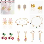 Женские серьги-подвески в форме облаков и динозавров AIDE 2021, медные, ювелирные изделия, Золотые серьги в форме фруктов, лето серьги-гвоздики с животными