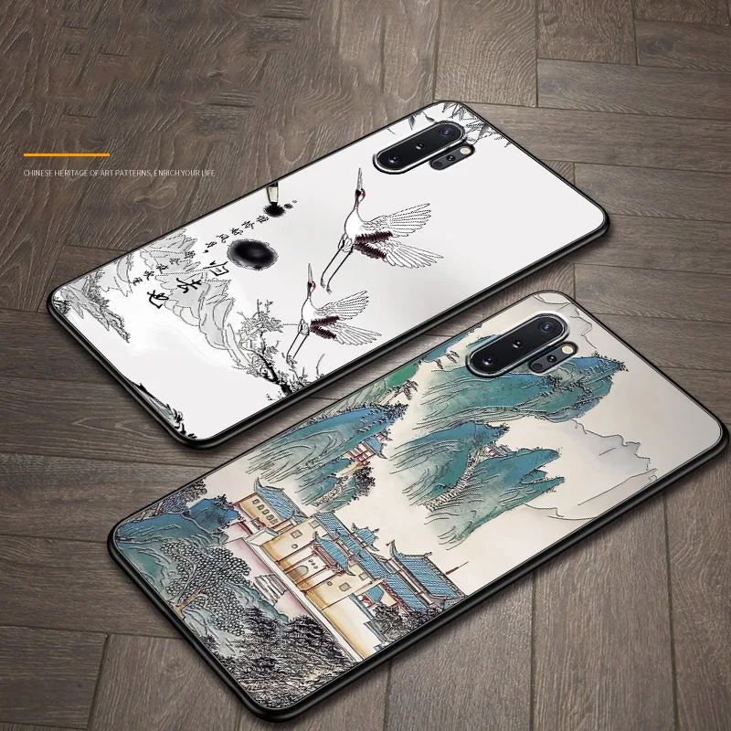 Рельефный Винтажный чехол в японском и восточном стиле для Samsung Note 10 Plus note10 + с