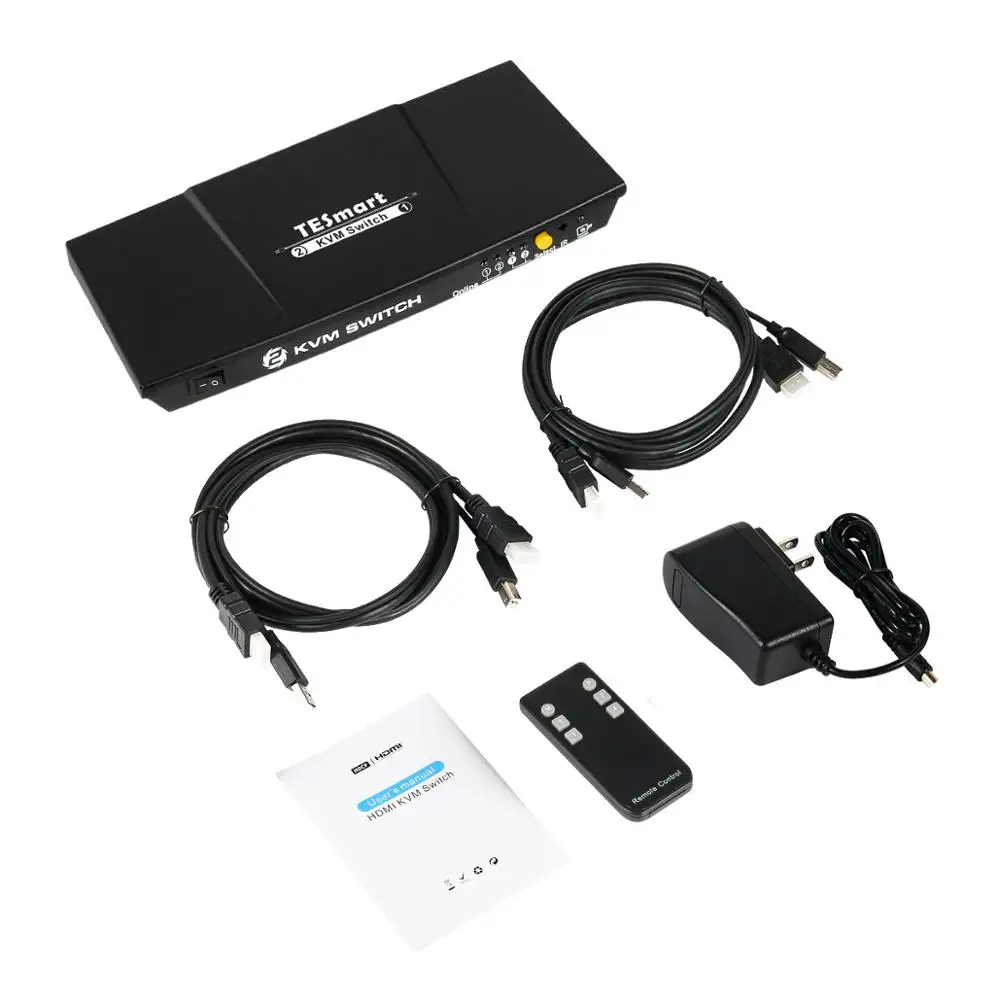 TESmart HDMI KVM переключатель 4Kx2K@30Hz Ultra HD 2x1 1080P 3D ИК-пультом дистанционного управления и