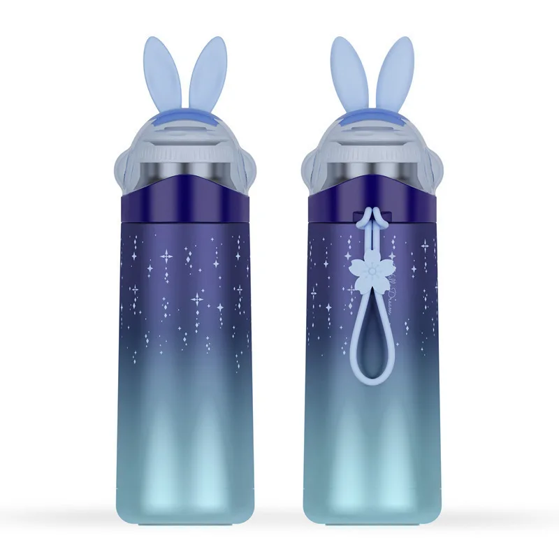 High capacity Creative Cartoon Cute Animals Rabbit water bottle Beautiful Modern Design Portable stainless steel sports bottles |