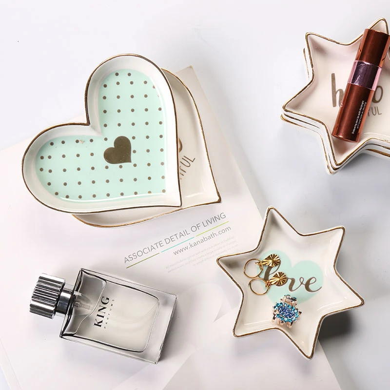 Креативные мини керамические тарелки скандинавские Позолоченные настольные