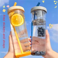 700ml large capacity nordic juice straw cup transparent water cup plastic cup filter lemon cup student folding straw
