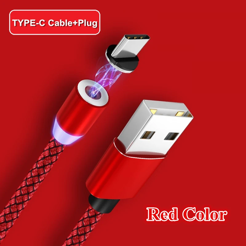 Быстрая зарядка USB кабель для Iphone TYPE-C Micro USB кабель для передачи данных магнитный разъем для Xiaomi Redmi samsung oppo зарядное устройство 1 м 2 м линия - Цвет: Red for TYPE C