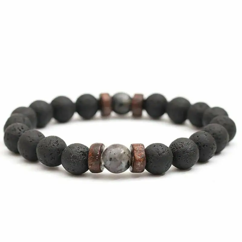 

Mens Women Lava Rock Diffuser Bracelet Elastic Natural Stone Yoga Beads Bracelet Unisex Health Stone Beads