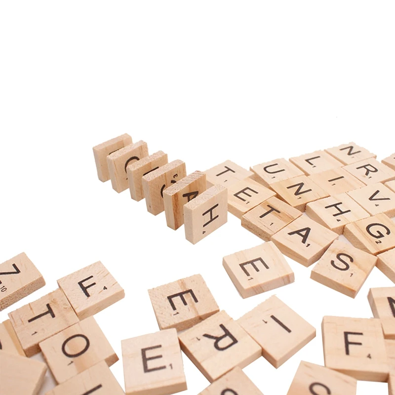 

100Pcs Creative Wood Chips Diy Alphabet Puzzle Literacy Square Baby lectual Toys Wooden Crafts