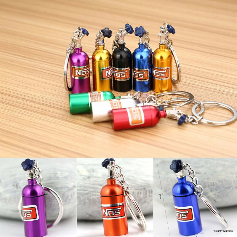 

Portable NOS Mini Nitrous Oxide Bottle Keyring Key Rings Keychain Stash Pill Box Storage Interior Car Accessories Auto Accessory