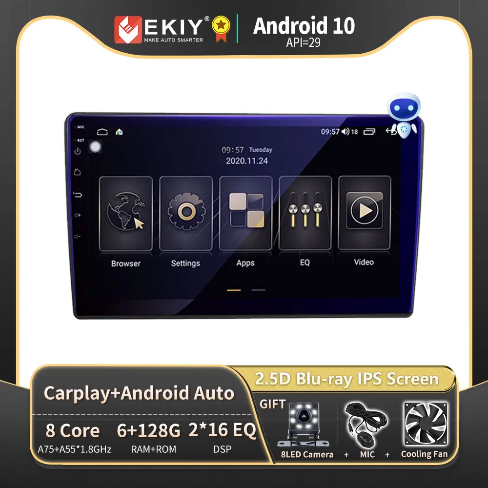 

Автомагнитола EKIY, Android 10, универсальный мультимедийный автомобильный стереоприемник, GPS-навигатор, все-в-одном, плеер Carplay