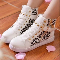 fashion womens sneakers casual shoes women high top leopard printed increasing zipper sport shoes for female sneakers