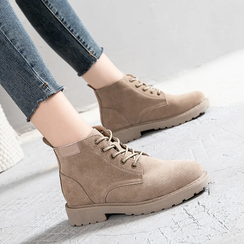 

Осень-зима 2020 Женские ботинки в британском стиле новая Студенческая Корейская версия универсальные плюшевые теплые короткие на толстой по...