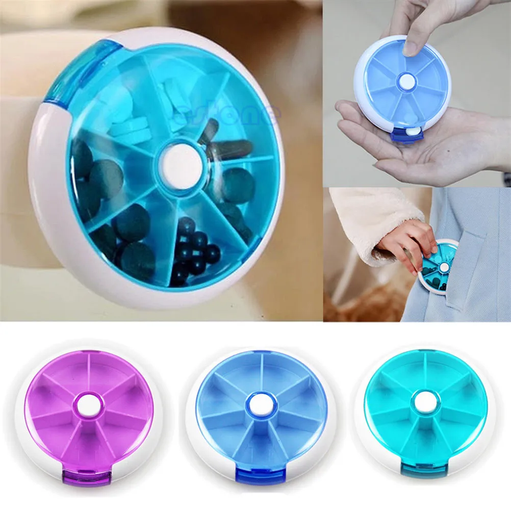 

HOT Weekly Rotating Pill Box Travel Pill Case Splitter Pill Organizer Medicine Box 7 Day Pill Cutter Tablet Container Pastillero