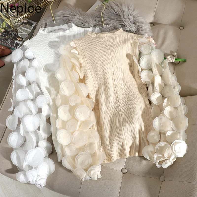 Neploe сетчатый вязаный свитер в стиле пэчворк женский осенне зимний корейский