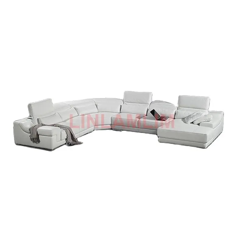 

living room Sofa bed functional genuine leather couch Nordic modern диван мебель кровать U shape corner muebles de sala cama puf