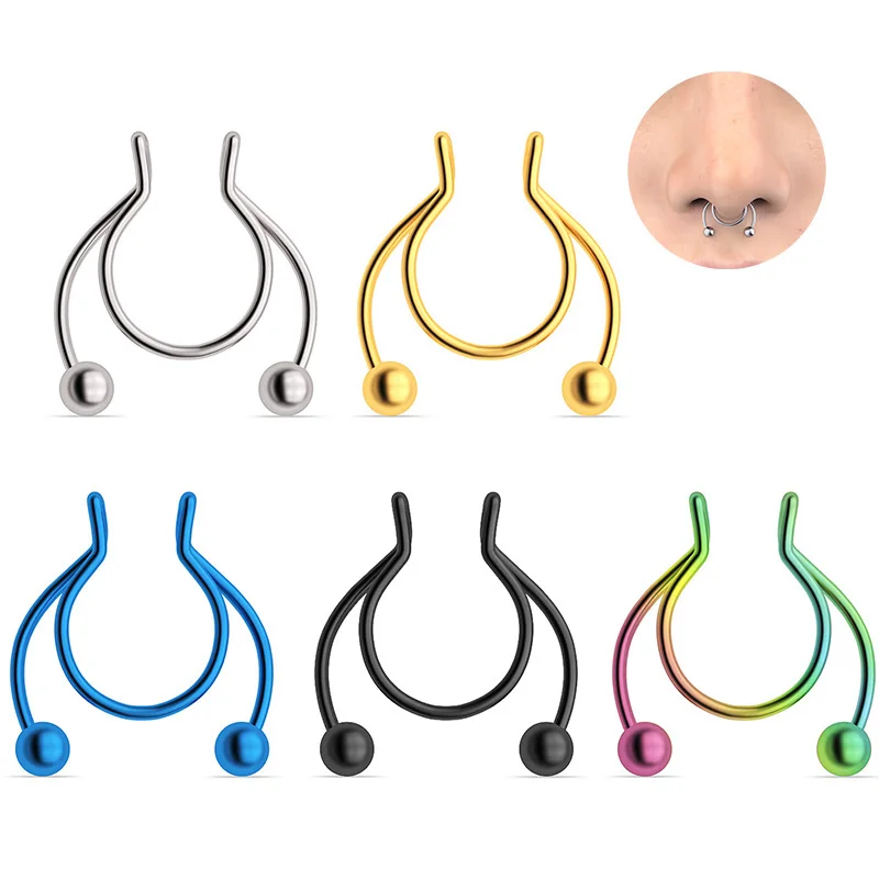 1pcs Nose Ring New Nose Clip Medical Stainless Steel Hot Sale Nasal Septum False Nose Ring Piercing Jewelry