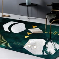 custom made carpet modern fashion ins abstract dark green gold geometry bedroom office hotel big mat living room crystal carpet