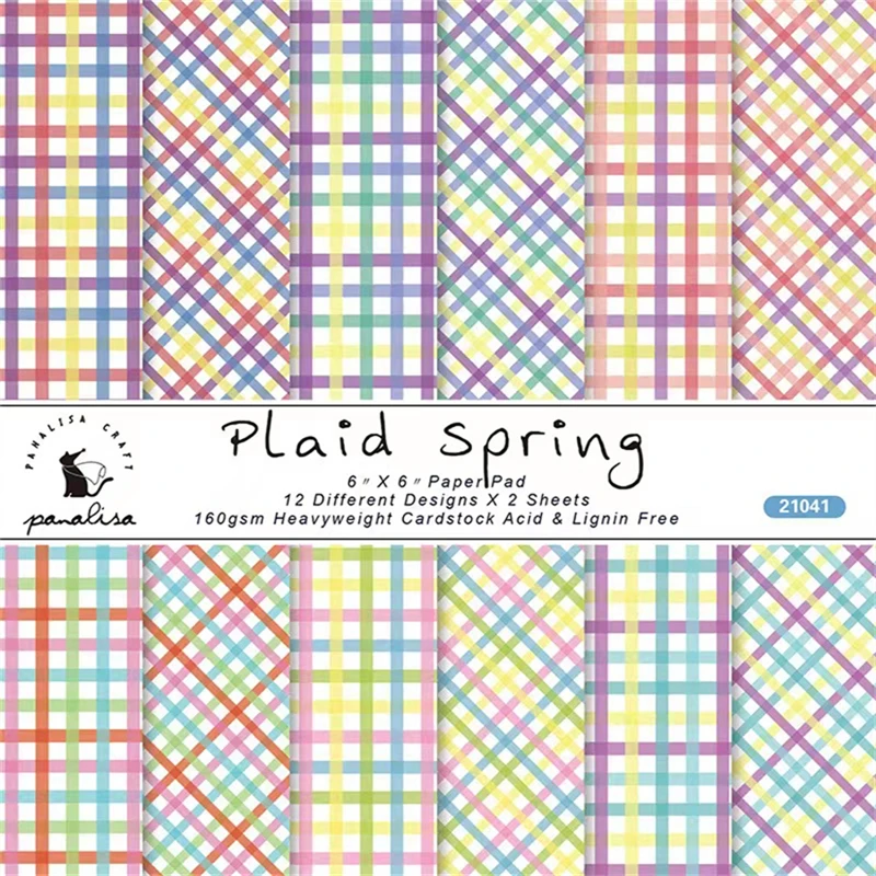 

24 sheets 6"X6" Paper the Basic Plaid Pattern Creative Scrapbooking paper pack handmade craft paper craft Background pad