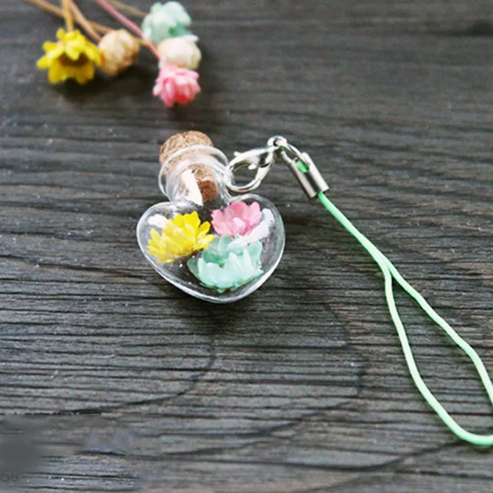 10 штук миниатюрных стеклянных бутылочек на ключе-цепочке с крышкой-пробкой для желаний, прозрачные. Искусство в виде подарка.