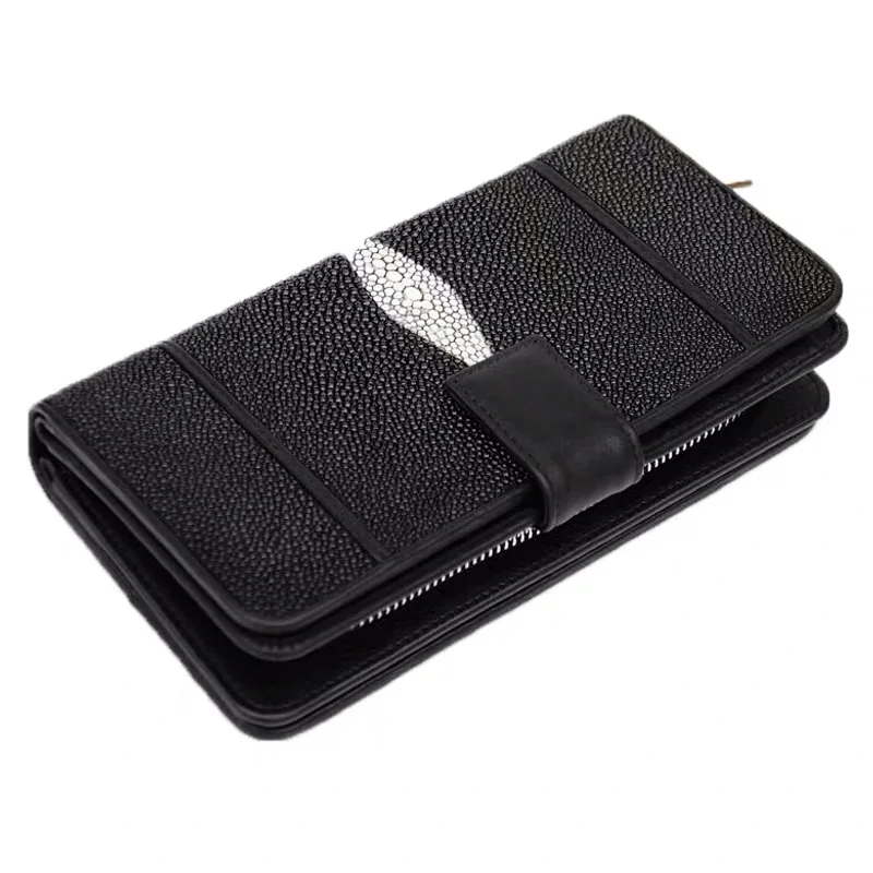 Мужской кошелек унисекс из натуральной кожи подлинный тройной складной бумажник