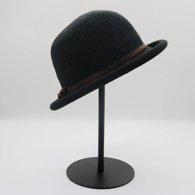 Для женщин шерсть фетровая шляпа церкви котелок Шапки Ретро мягкий теплый ведро