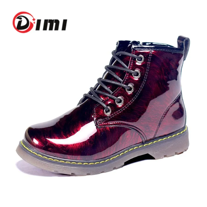 

DIMI 2021 New Kids Boots Shoes Fashion Mirror Bright PU Leather Waterproof Children Martin Boots Ankle Rubber Boots For Boy Girl