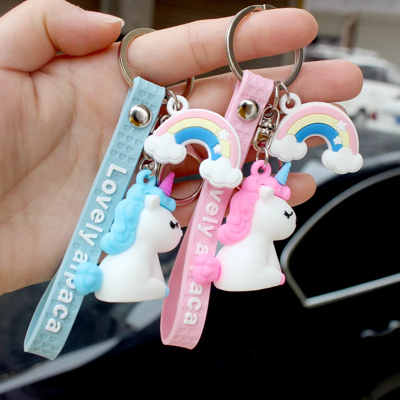 Лидер продаж 2020 стильные милые брелки для ключей в виде единорога из ПВХ с куклой