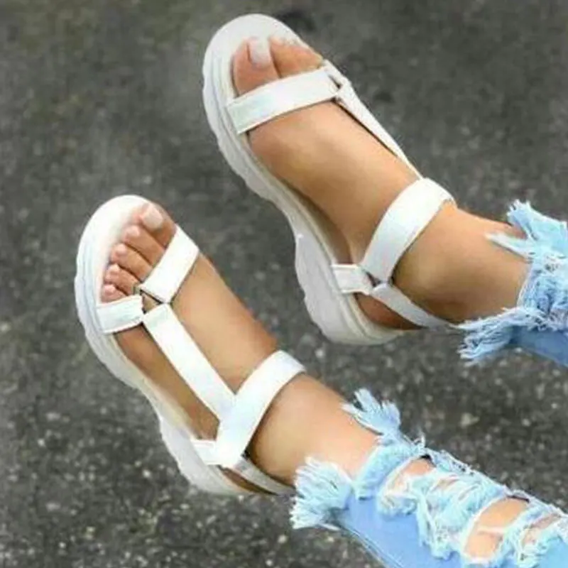 Сандалии женские на плоской подошве повседневные босоножки для пляжа уличная