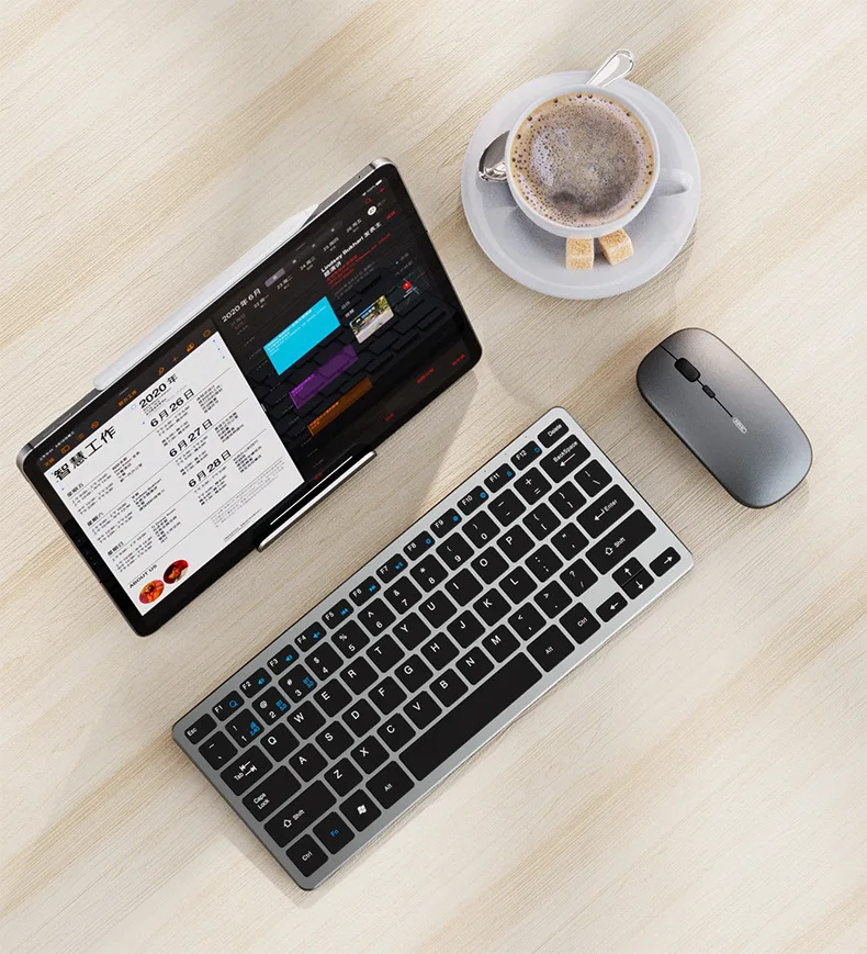 

Rechargeable wireless bluetooth keyboard and mouse set three-mode mute laptop and tablet keyboard and mouse set