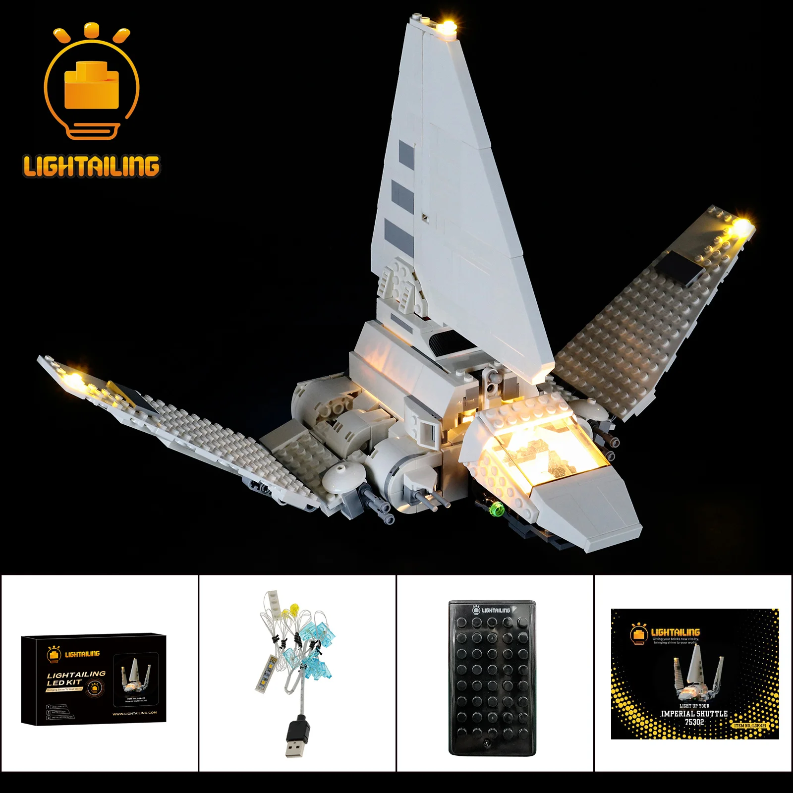 LIGHTAILING LED Light Kit For 75302 Imperial Shuttle