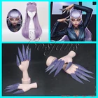 Парики для косплея KDA Baddest Evelynn, фиолетовые искусственные волосы с булочками для косплея LOL KDA, лапы из ЭВА, реквизит для косплея