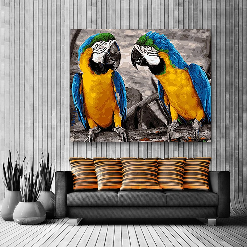 Животное птица Макау живопись по номерам прекрасный умный разноцветный попугай
