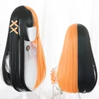 DIFEI Синтетические длинные прямые волосы двойной цвет парик 450 г женский Аниме косплей парик Лолита парик с челкой