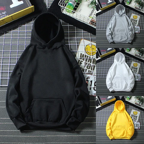 Men Woman Hoodies Sweatshirts Fashion Solid Color Black Gray Yellow Hooded Hip Hop fleece Hoody Mens Brand Hoodie Streetwear