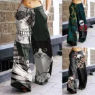 Новинка 2021, Женская Повседневная Пижама на Хэллоуин с принтом черепа, богемная повязка, эластичная талия, Удобные Свободные Штаны Для Йоги