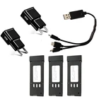 Литий-полимерный аккумулятор 3,7 в 500 мА  ч с наборами зарядных устройств 3 в 1 для квадрокоптера E58 JY019 S168 RC, запасные части для аккумулятора RC Дрон с перезаряжаемым аккумулятором