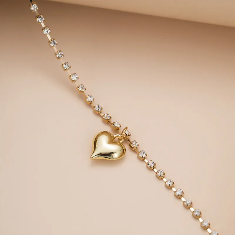 Ожерелье женское с кулоном в виде сердца стразы | Украшения и аксессуары
