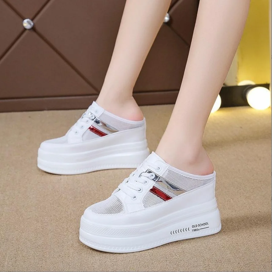 Brand Design Women Platform Slipper Fashion Sandals Shoes Round Toe Slip On Mules Heel Casual Slides Ladies Sandali Chaussure