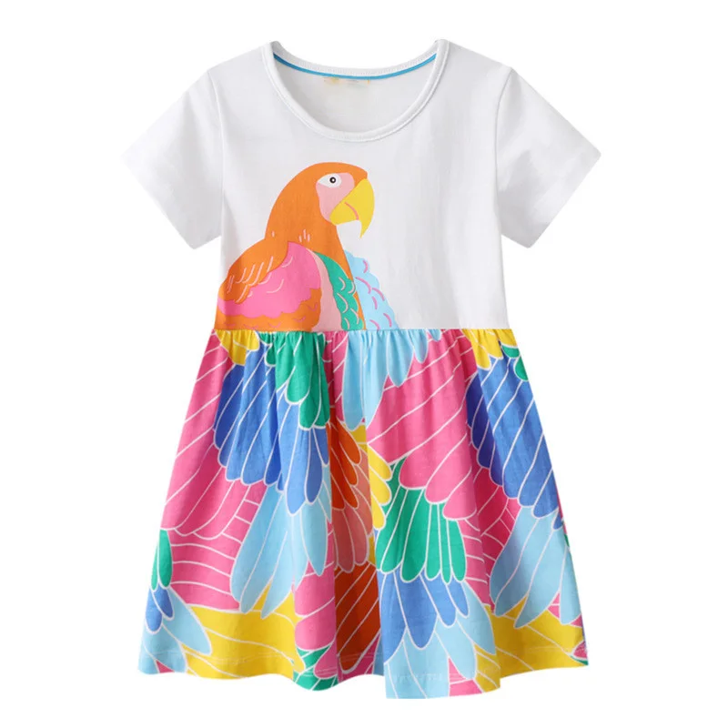 

2021 Dress Animals Owl Dresses Summer Costume Kids Clothes Girls Sukienki Vestidos De Verano Short Sleeve Robe Vetement Fille